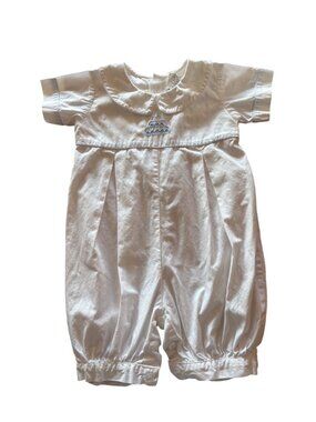 Dondolo Short Sleeve Embroidered Birthday Cake Collared Romper Size 18M